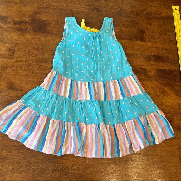 Matilda Jane blue yellow striped polka dot twirl dress size 4